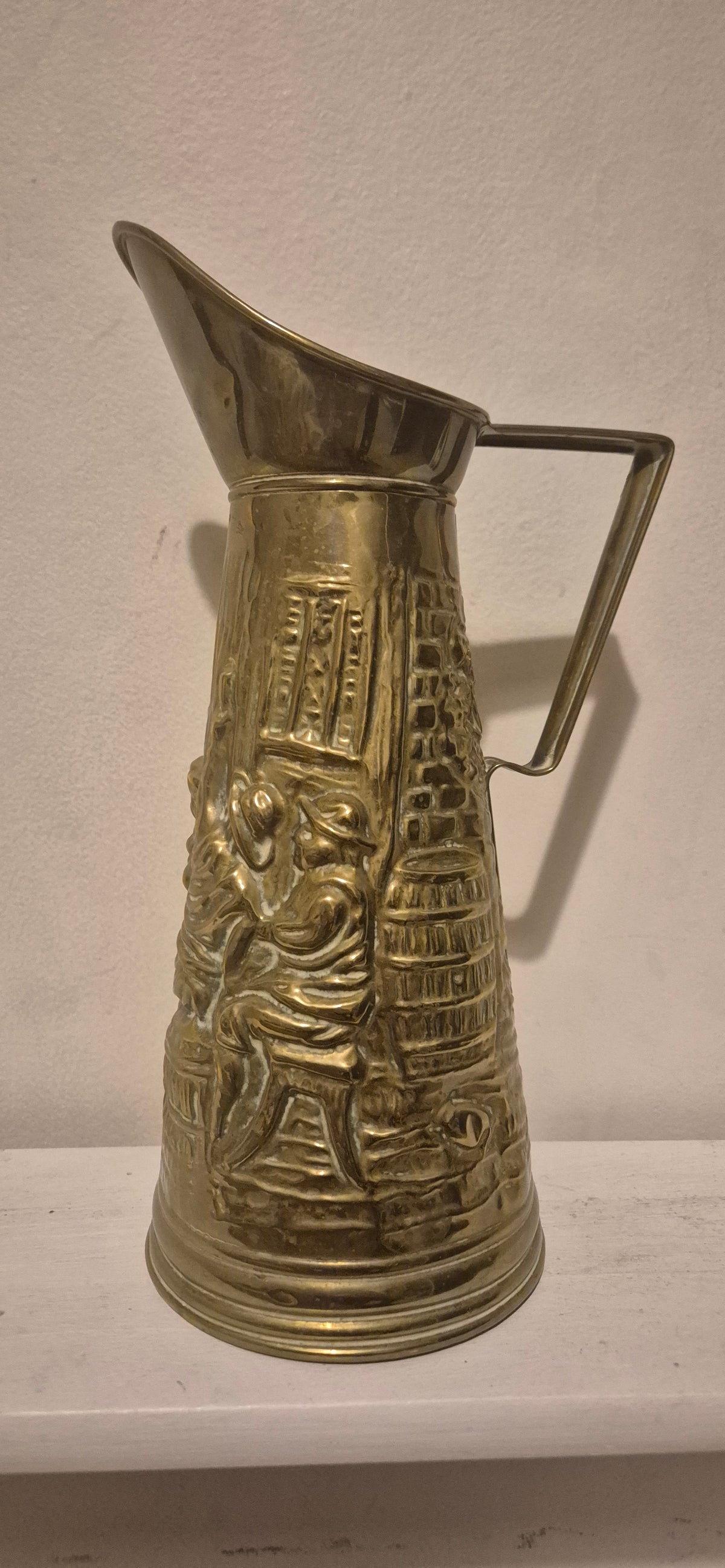 Embossed Brass Coal Jug