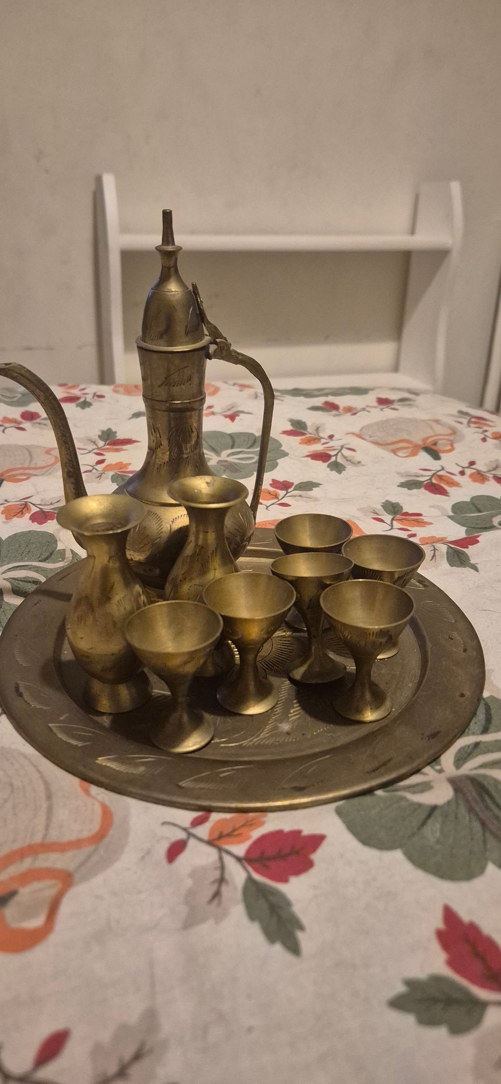 Indian Brass Dallah Coffee Pot Set
