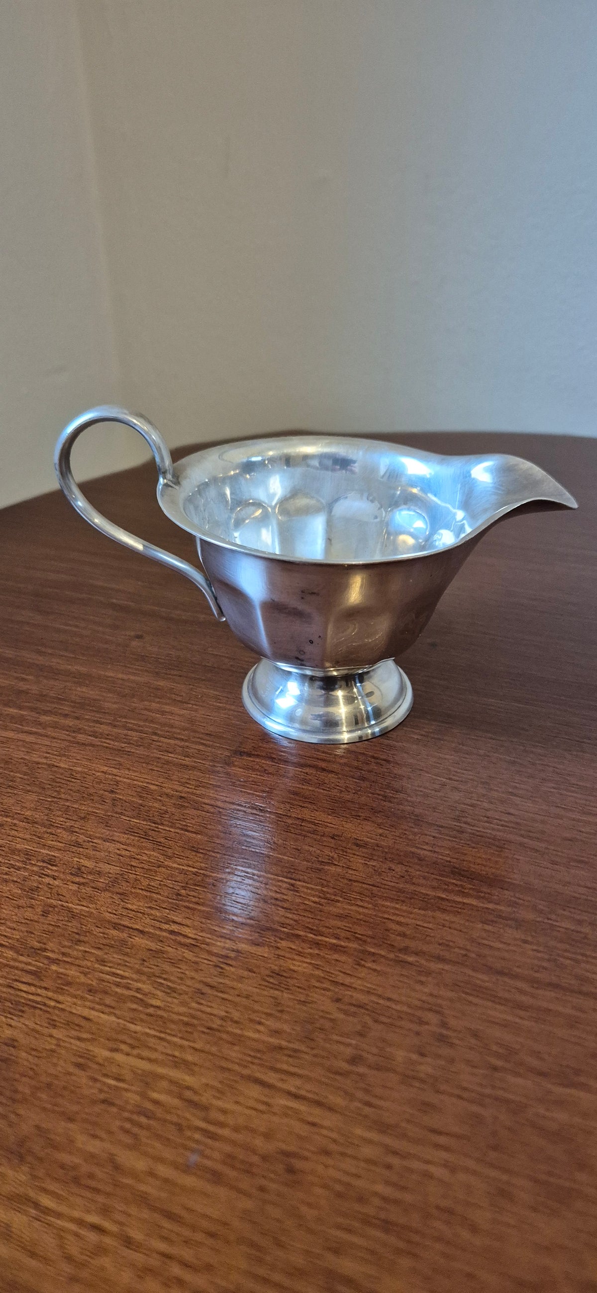 Vintage EPNS Silver Plated Sauce Boat, Sheffield England, Panelled Cream Jug