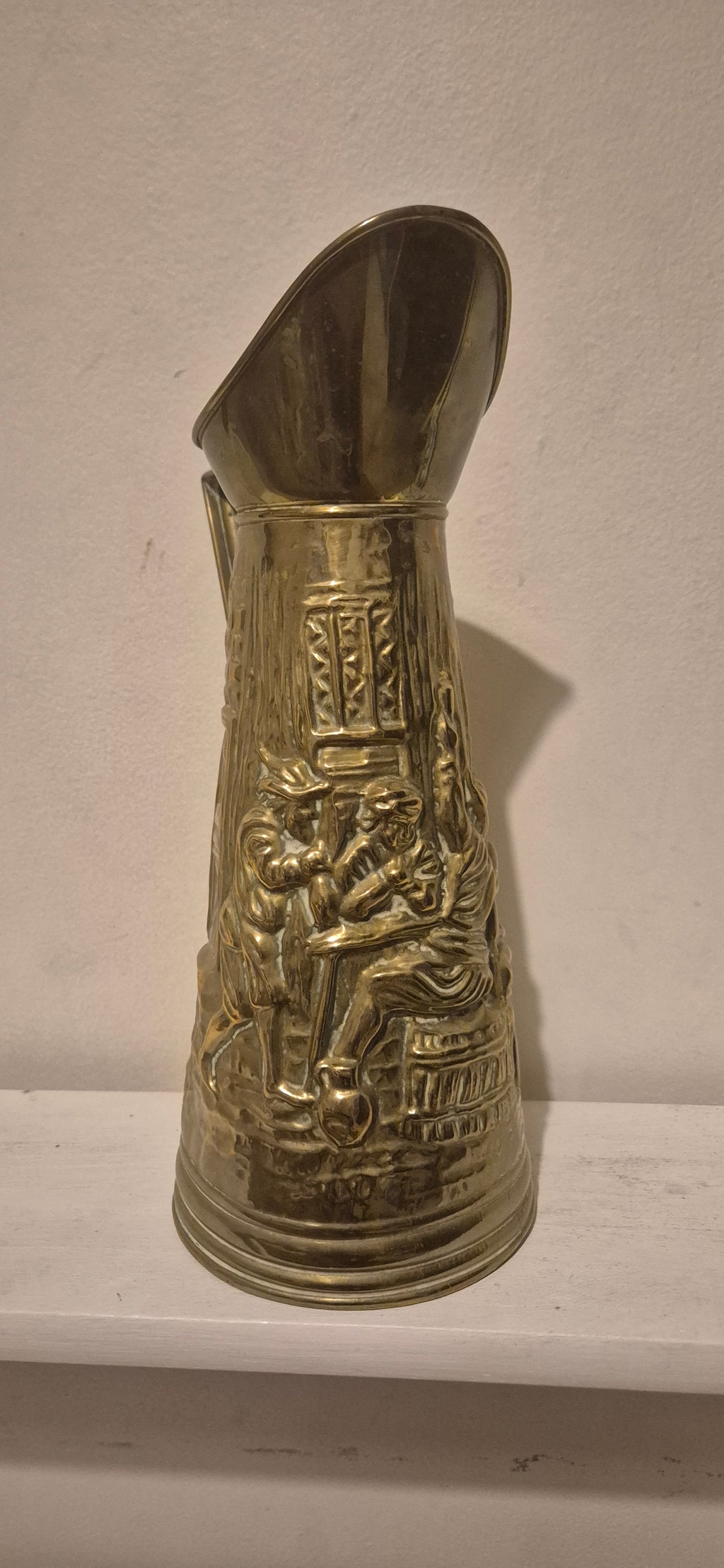 Embossed Brass Coal Jug