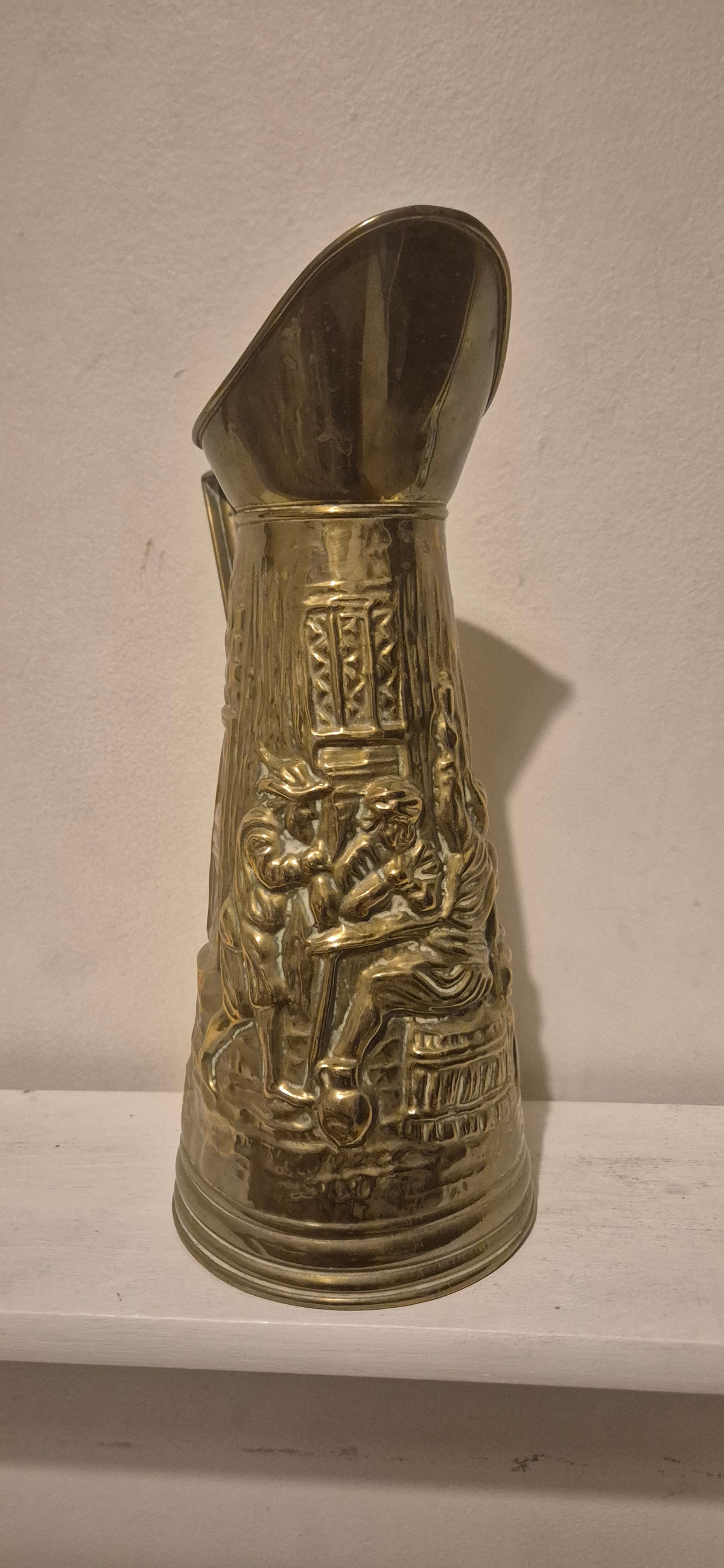 Embossed Brass Coal Jug