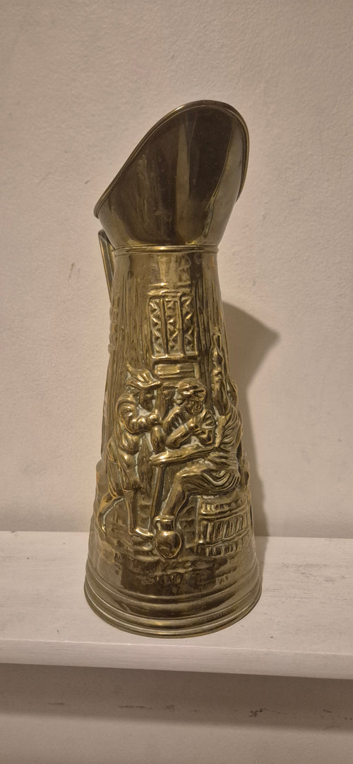 Embossed Brass Coal Jug