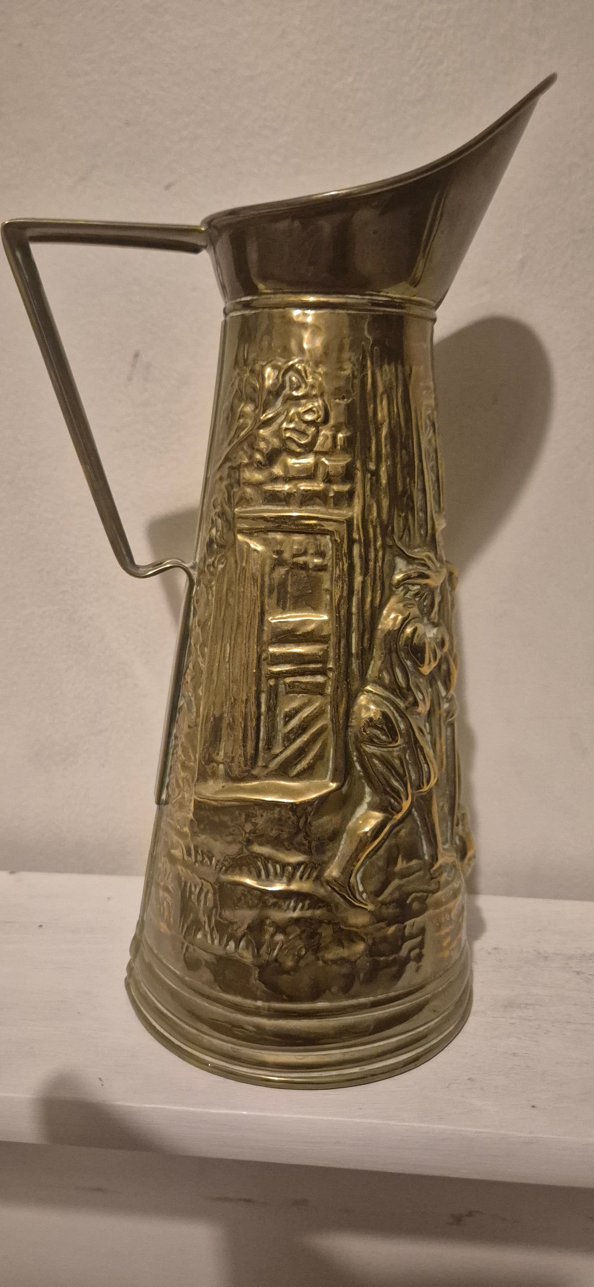 Embossed Brass Coal Jug