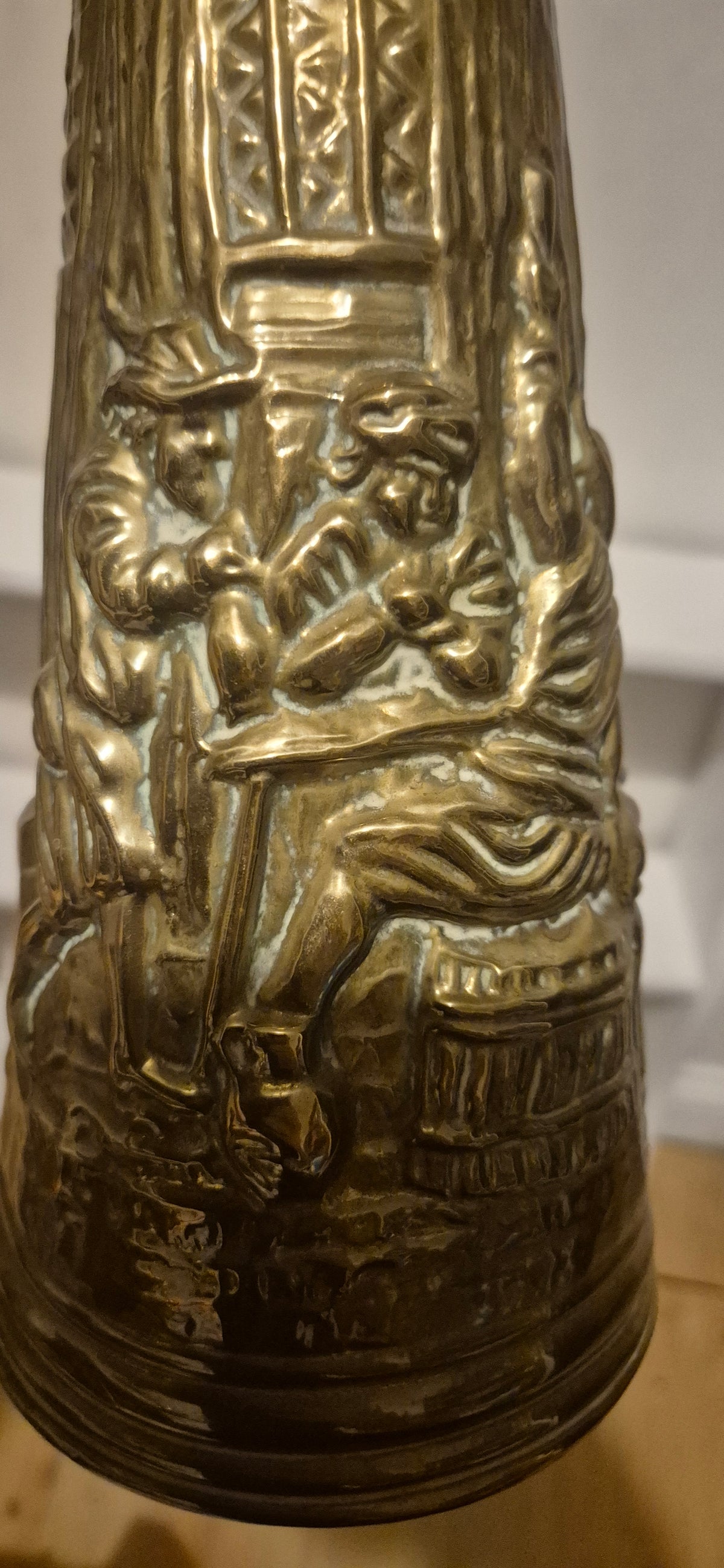 Embossed Brass Coal Jug