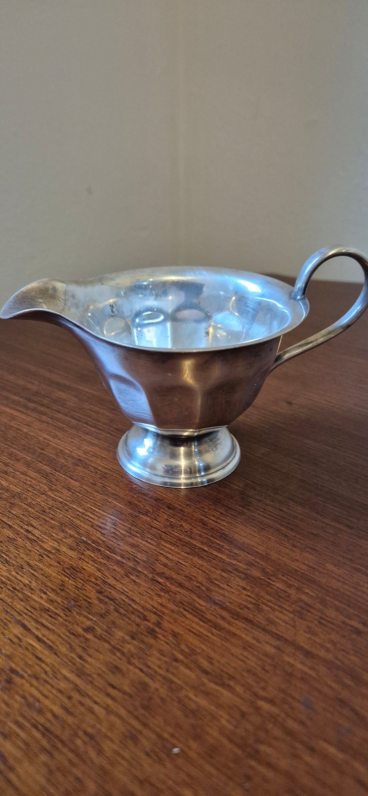 Vintage EPNS Silver Plated Sauce Boat, Sheffield England, Panelled Cream Jug